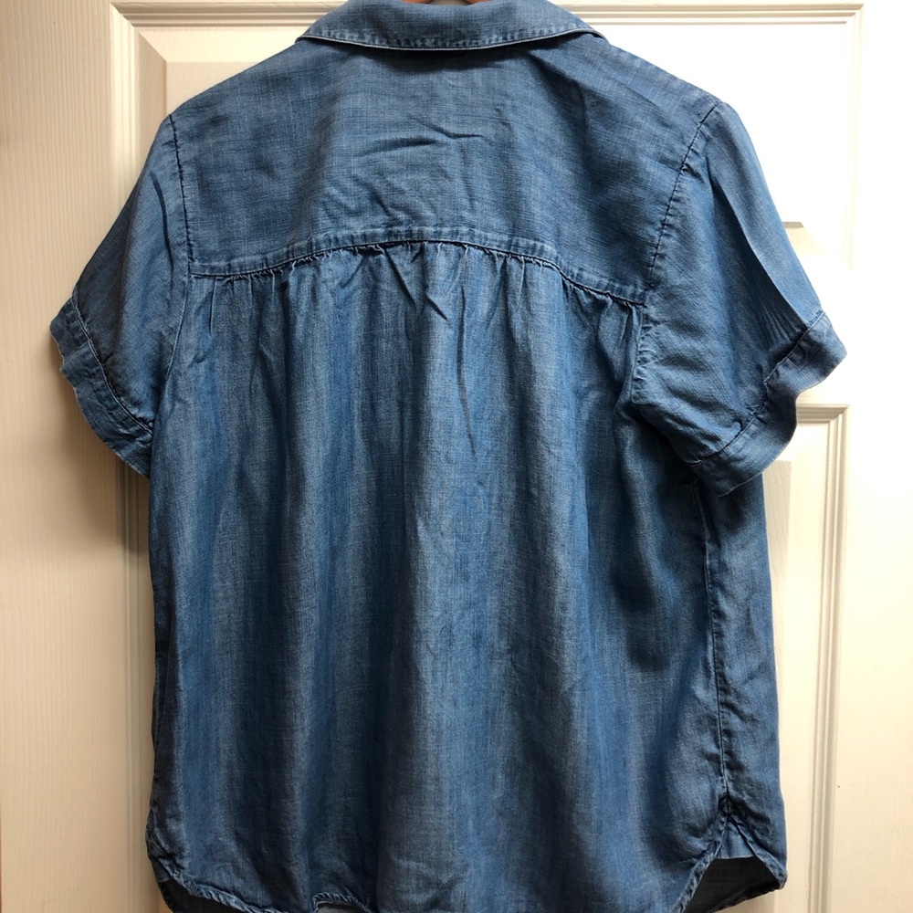J. Jill Light Blue Denim Short-Sleeve Blouse - Picture 3 of 7